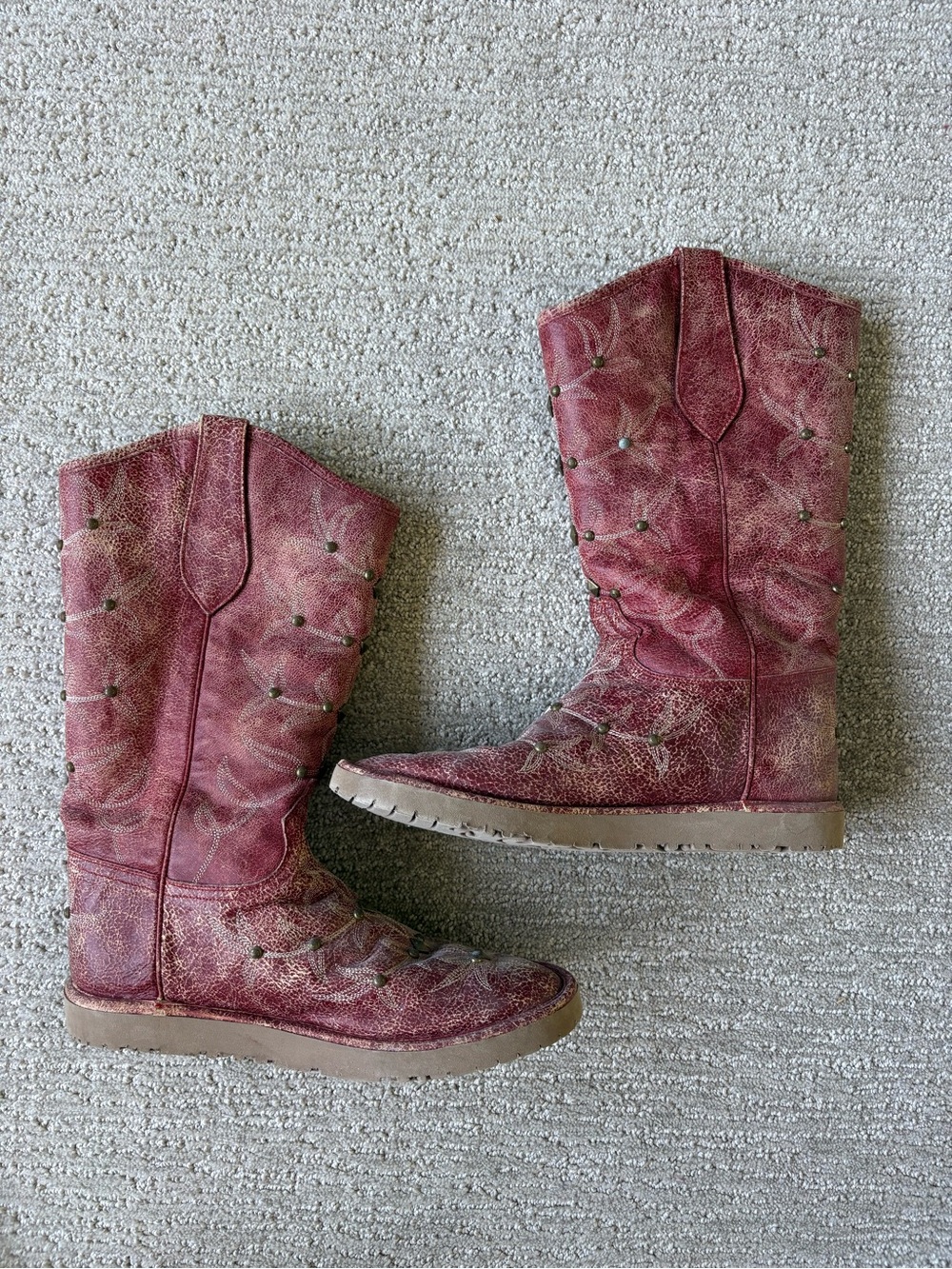 Women’s Old Gringo Red Distressed Mid-Calf Boots
